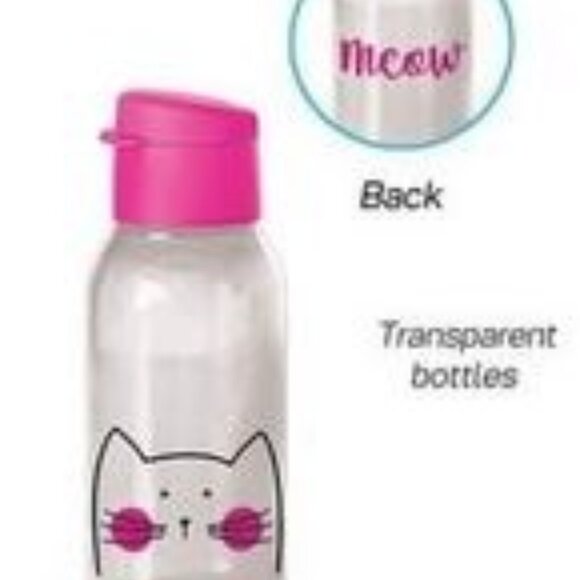 NEW Tupperware Cat's Meow ECO Bottle 10 1/2 oz Mini Travel Cat Kitten Pink Meow - Picture 1 of 6